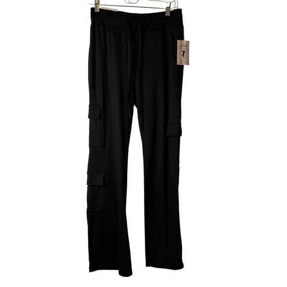 Lit26 Black Fleece Lined Cargo Jogger Pants Size Medium NWT - Picture 2 of 7